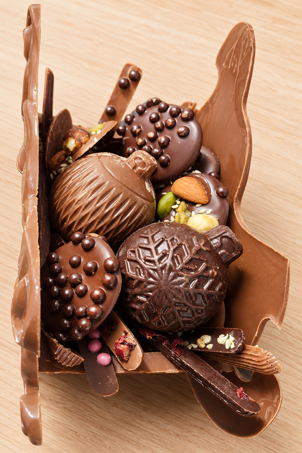 Traineau en chocolat garni
